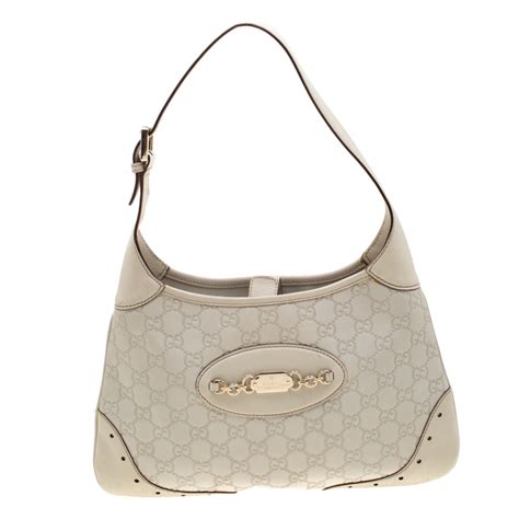 gucci cream leather hobo small plaque side shoulder bag|Gucci guccissima hobo bag.